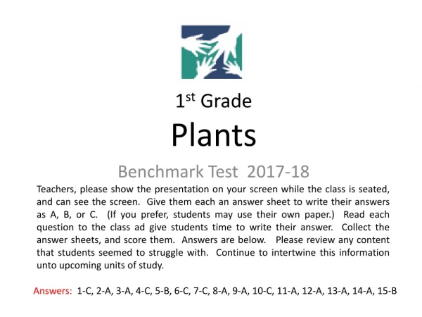1 st Grade Plants Benchmark Test 2017-18