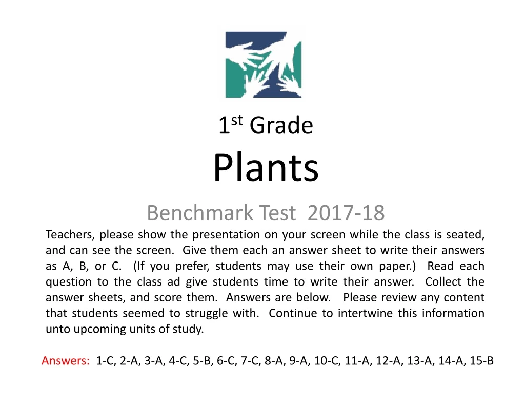 1 st grade plants benchmark test 2017 18