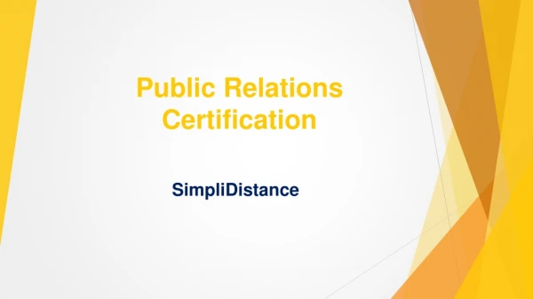 Public Relations Certification - SimpliDistance