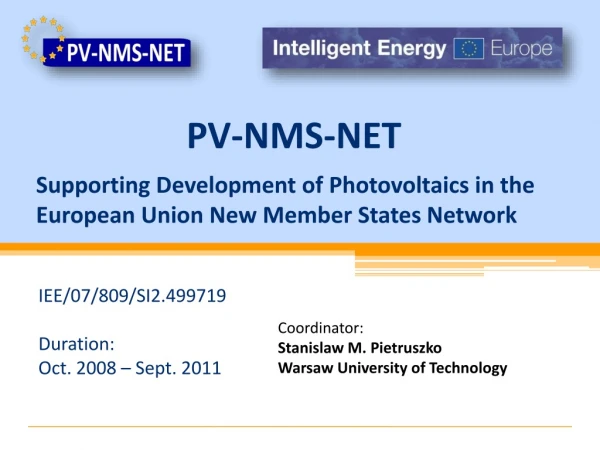 Supporting Development of Photovoltaics in the European Union New Member States Network