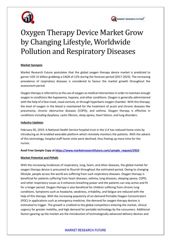 oxygen therapy device market grow by changing