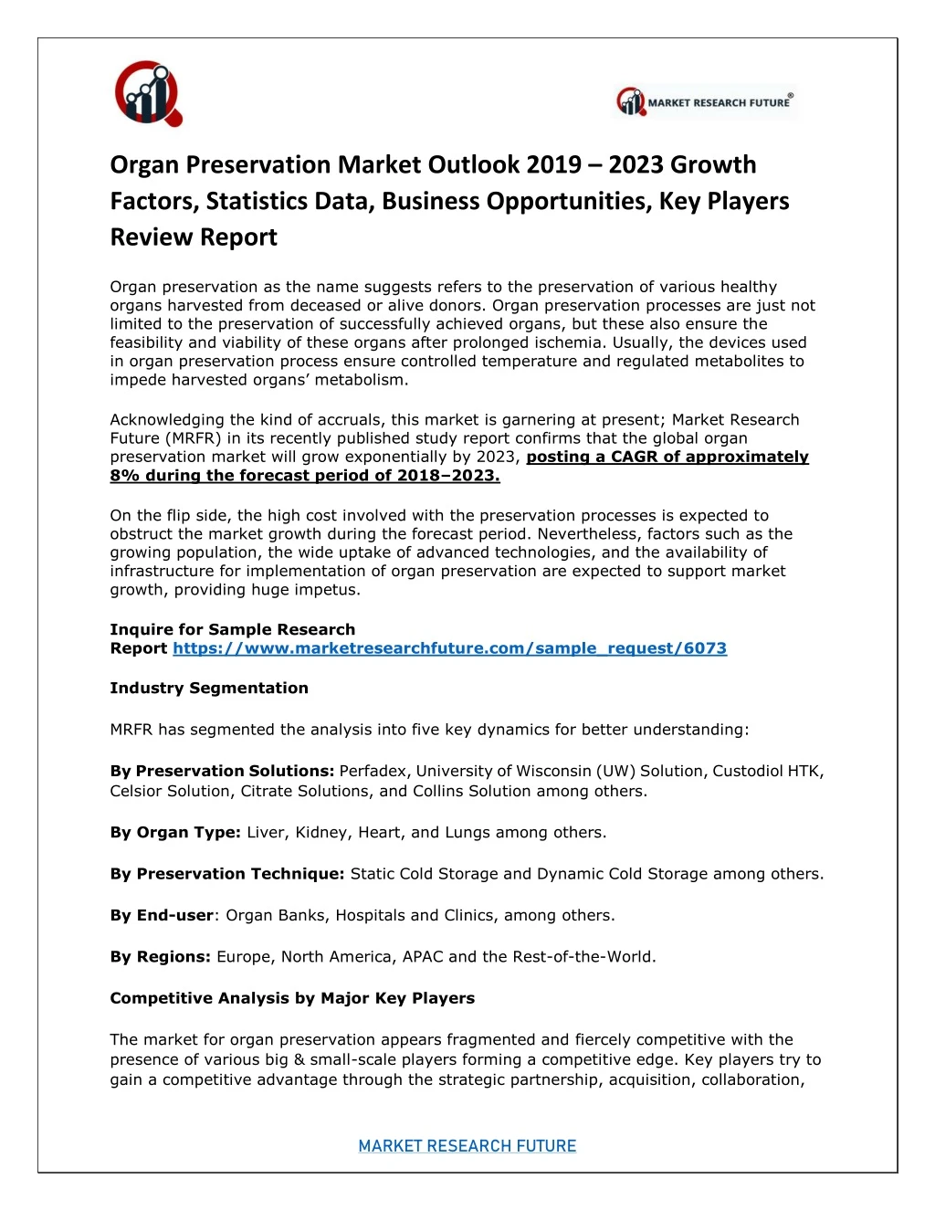 organ preservation market outlook 2019 2023