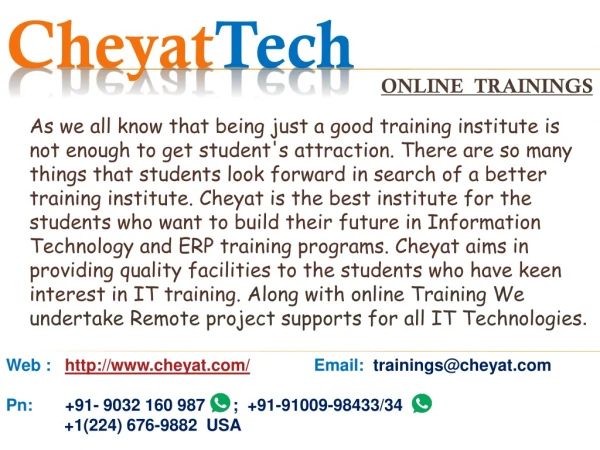 Online Trainings by Cheyat Technologies