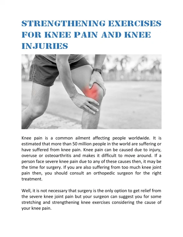 Strengthening Exercises for Knee Pain and Knee Injuries