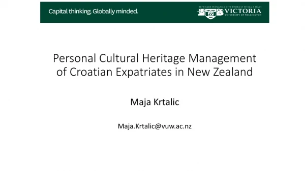 Personal Cultural Heritage Management of Croatian Expatriates in New Zealand