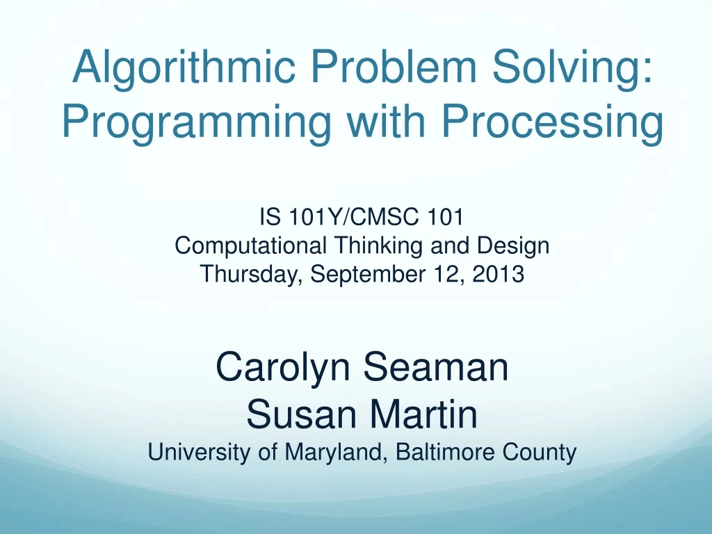 algorithmic problem solving programming with