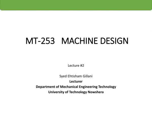 MT-253 MACHINE DESIGN