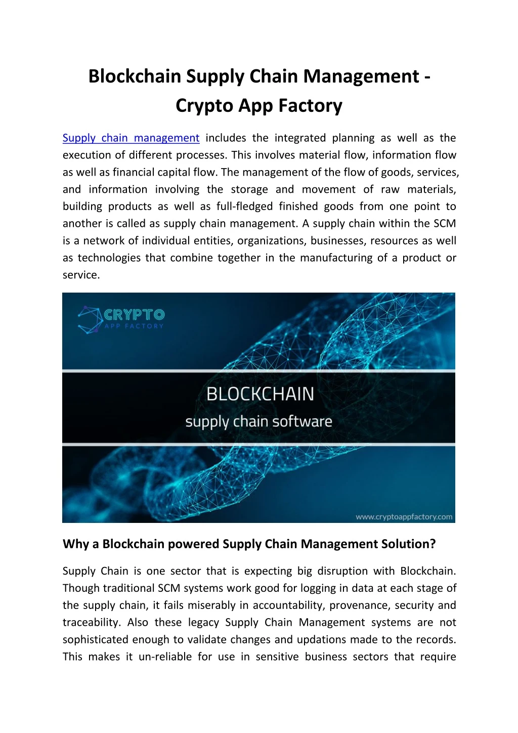 blockchain supply chain management crypto