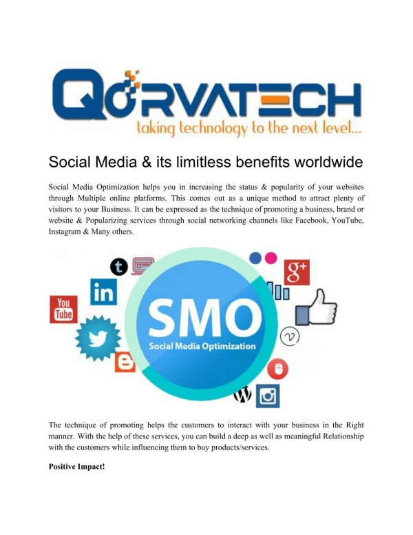 Social Media & its limitless benefits worldwide