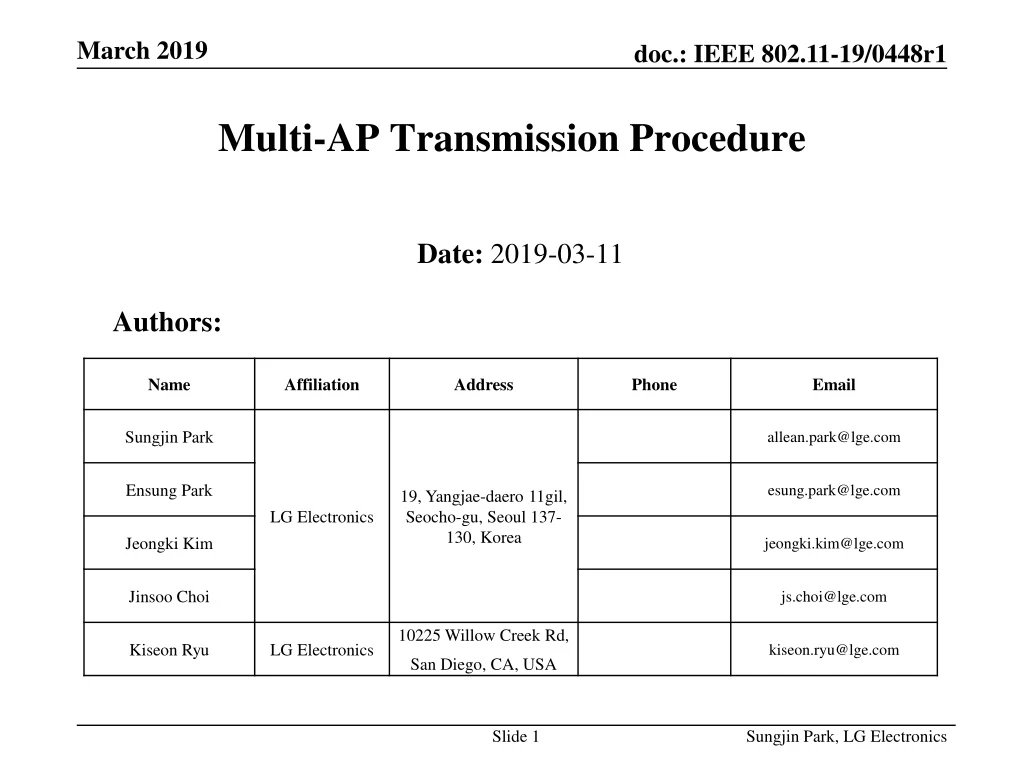 multi ap transmission procedure