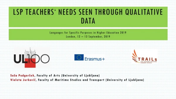 LSP Teachers‘ needs seen through qualitative data