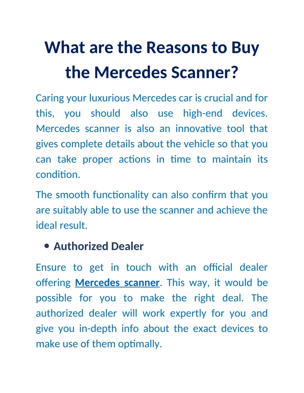 what are the reasons to buy the mercedes scanner