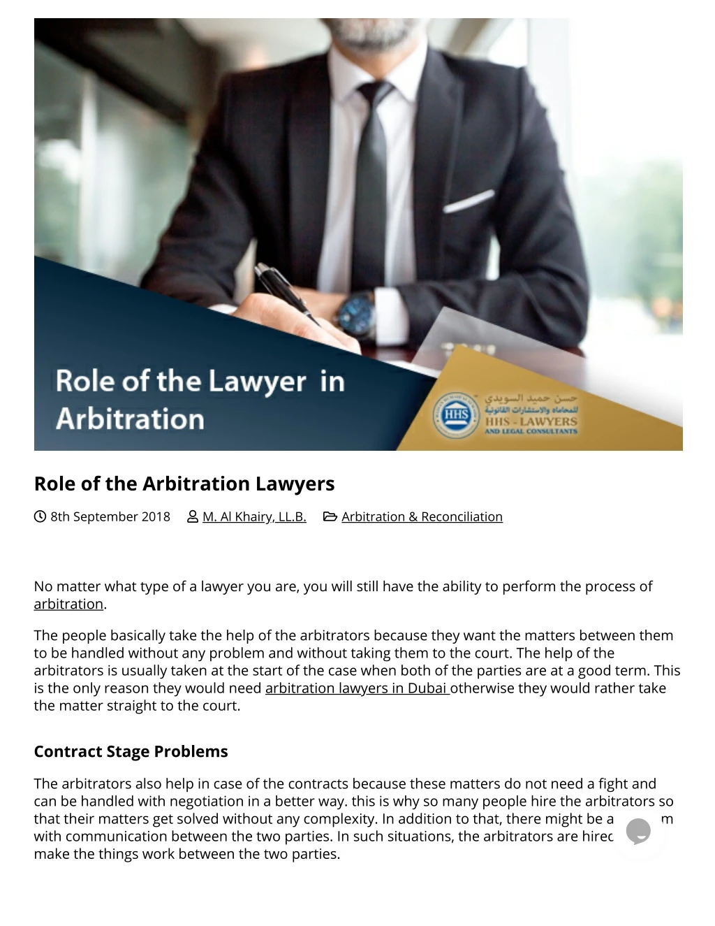 role of the arbitration lawyers