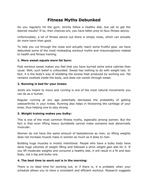fitness myths debunked