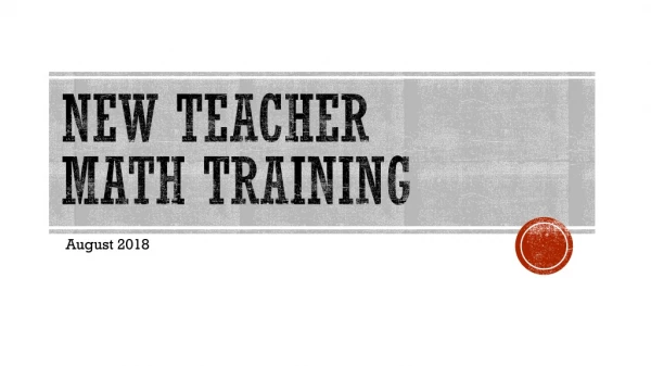 New Teacher Math Training