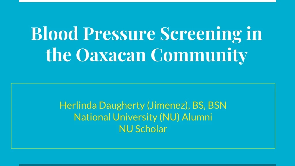 blood pressure screening in the oaxacan community