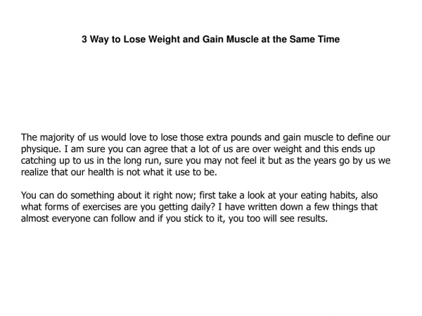 3 Way to Lose Weight and Gain Muscle at the Same Time