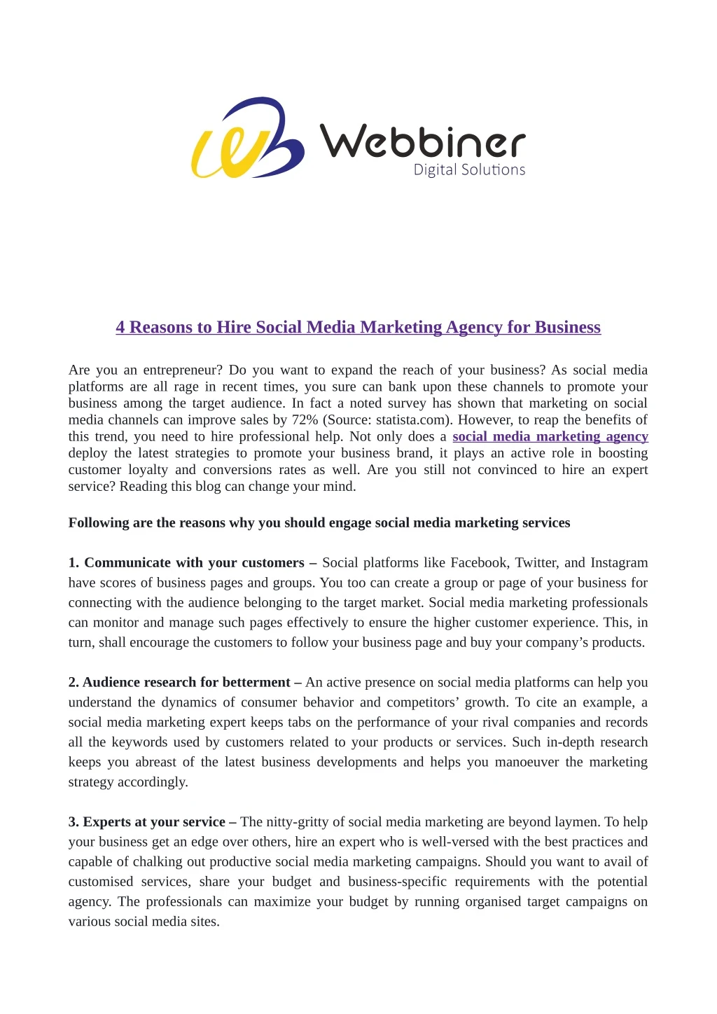 4 reasons to hire social media marketing agency