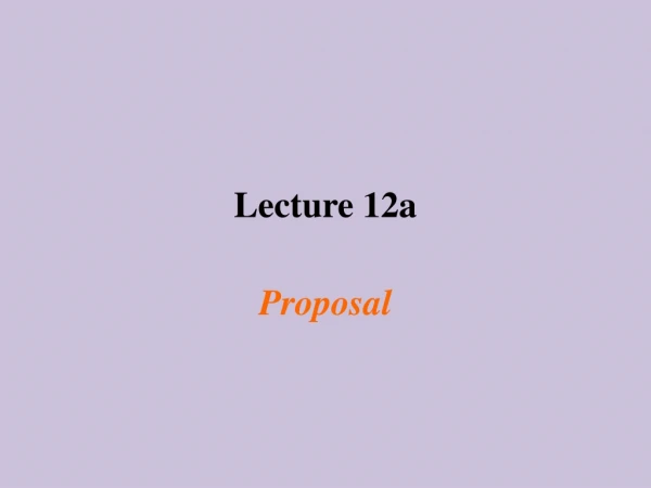 Lecture 12a