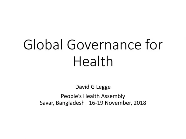 Global Governance for Health