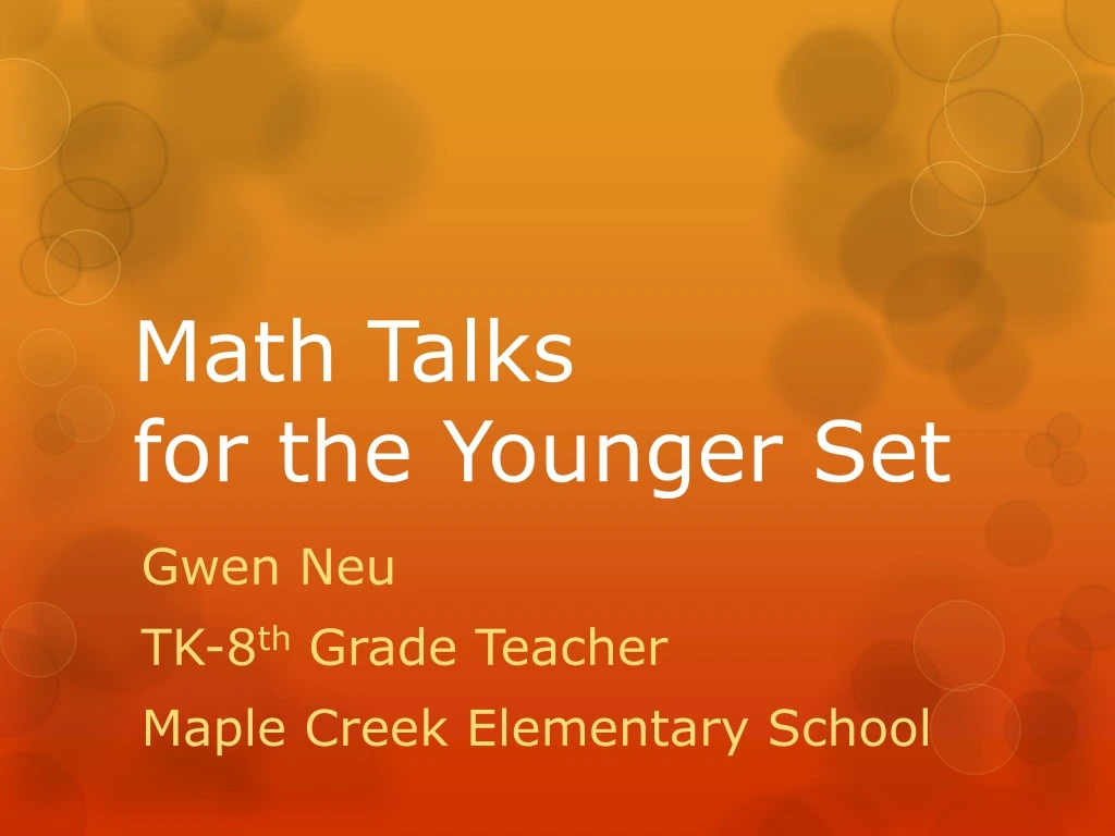 math talks for the younger set