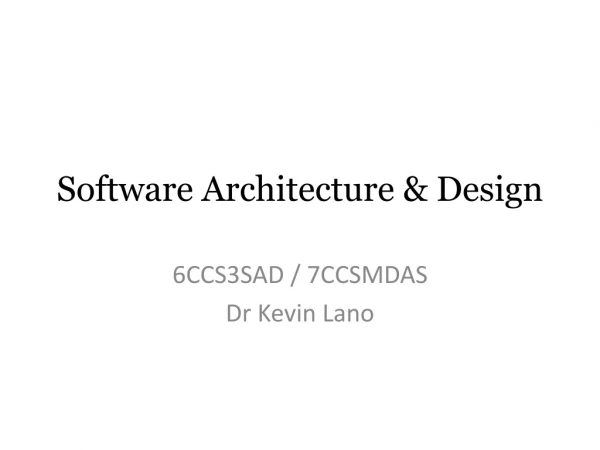 Software Architecture &amp; Design
