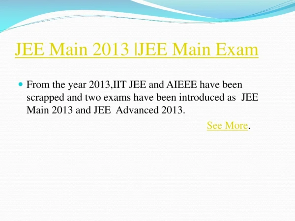 JEE Main 2013 |JEE Main Exam