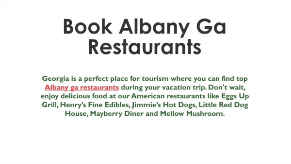 Albany Ga Restaurants