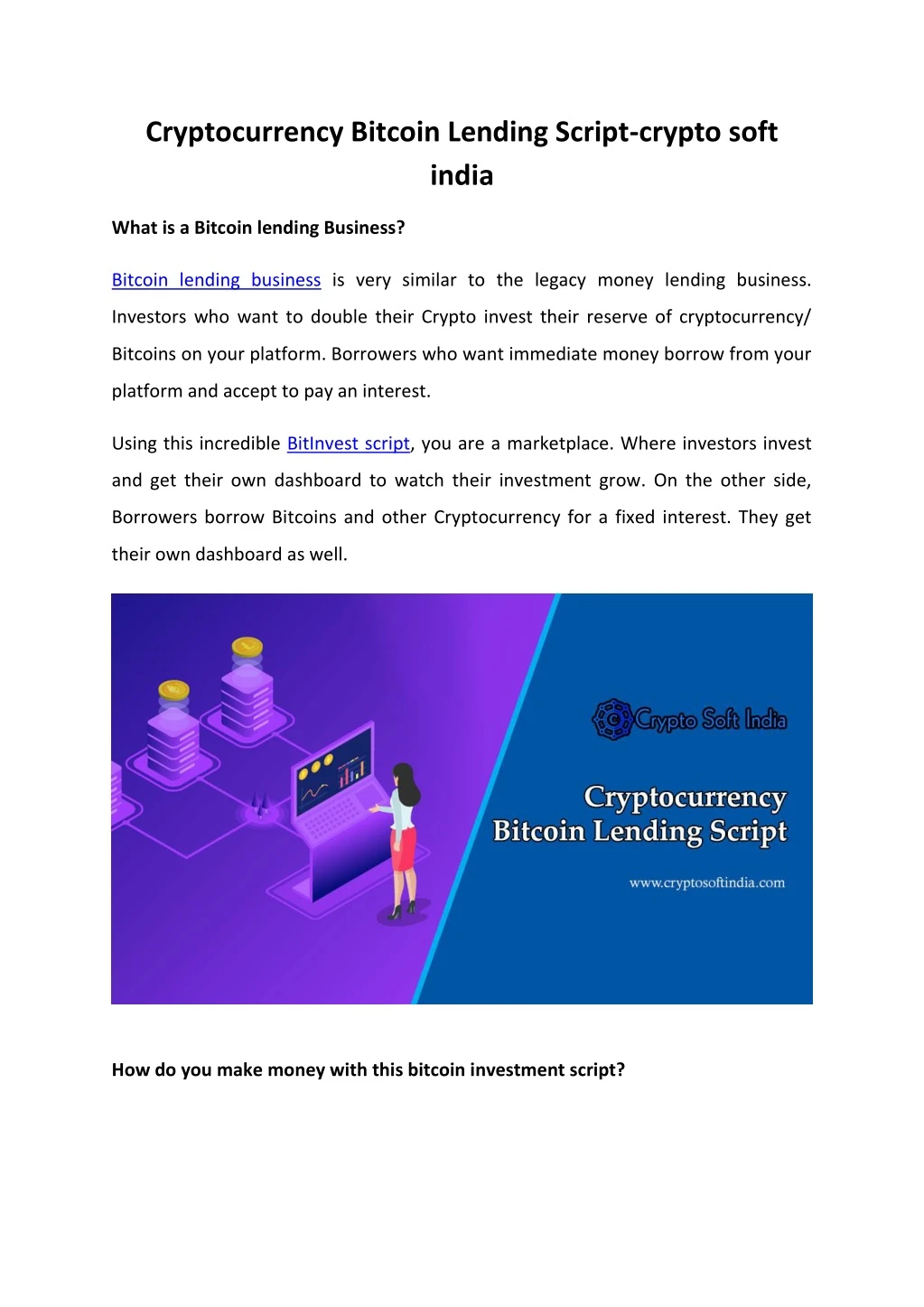 cryptocurrency bitcoin lending script crypto soft