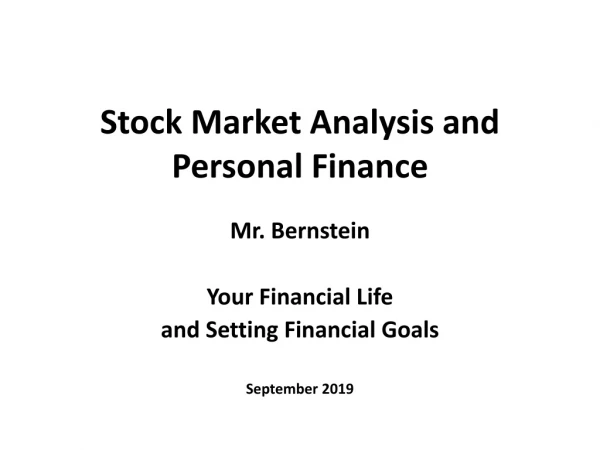 Stock Market Analysis and Personal Finance