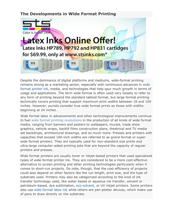 the developments in wide format printing