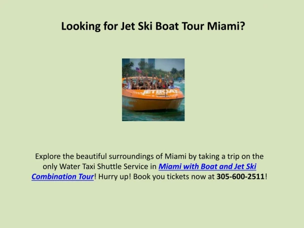 Looking for Jet Ski Boat Tour in Miami?