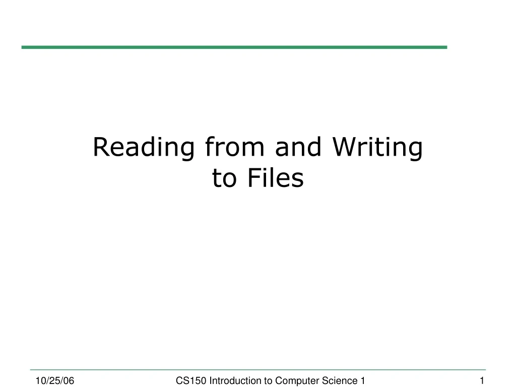 reading from and writing to files