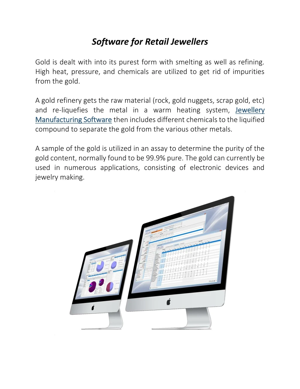 software for retail jewellers gold is dealt with