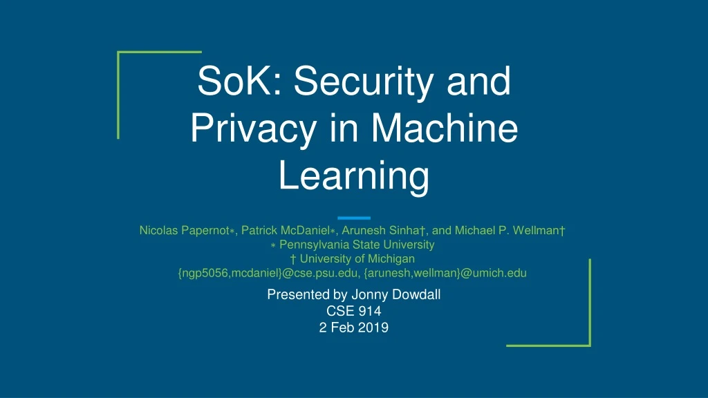 sok security and privacy in machine learning