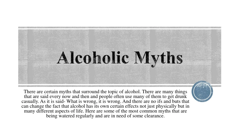 alcoholic myths