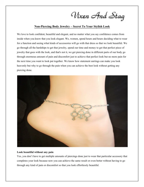 Non-Piercing Body Jewelry – Secret To Your Stylish Look