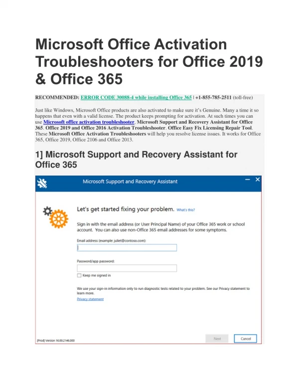 microsoft office activation troubleshooters