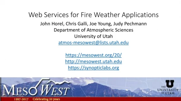 Web Services for Fire Weather Applications
