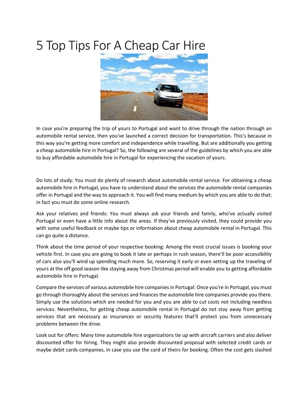 5 top tips for a cheap car hire
