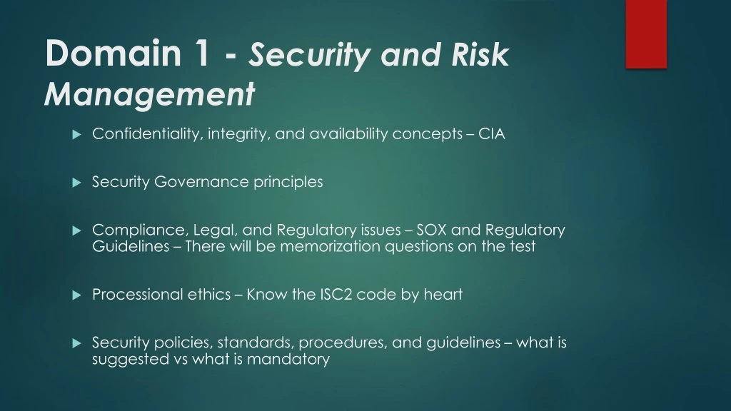domain 1 security and risk management