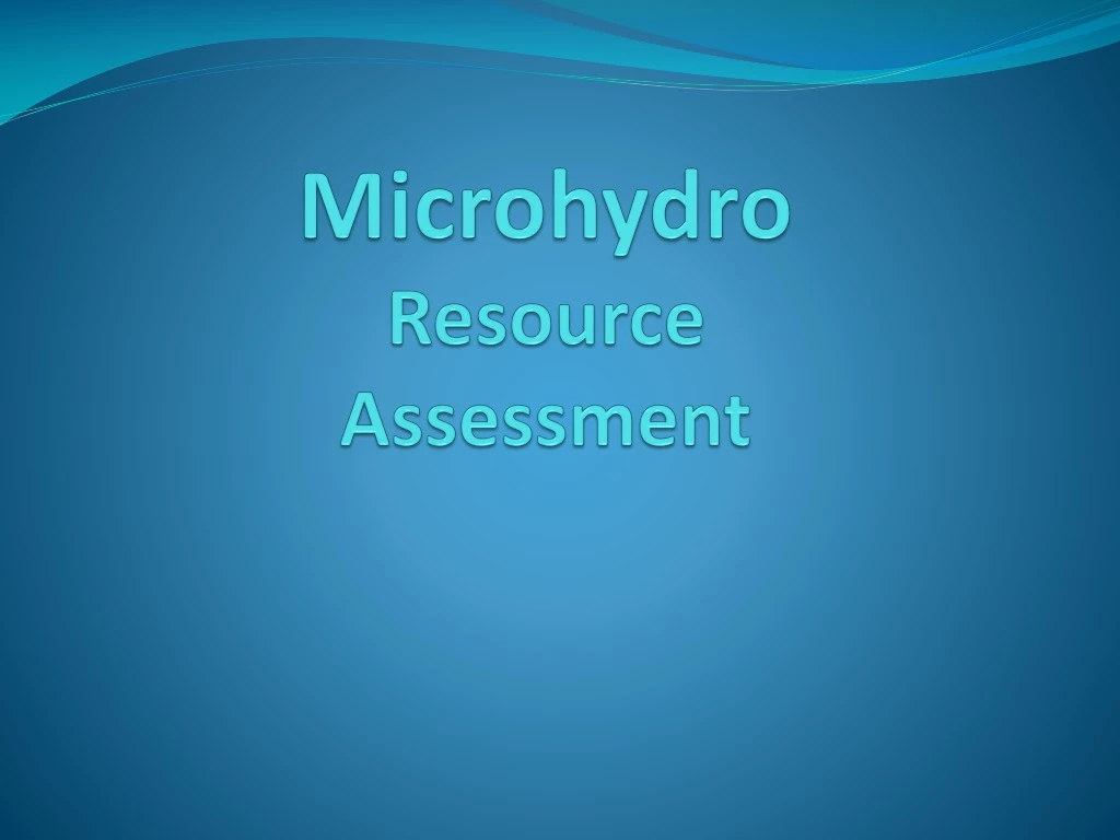 microhydro resource assessment