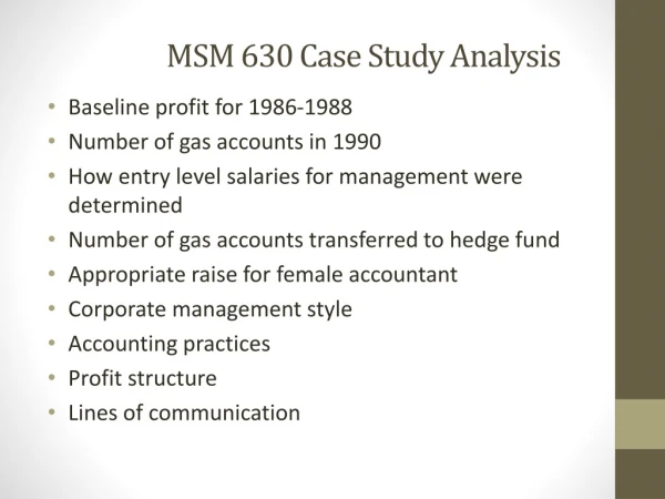 MSM 630 Case Study Analysis