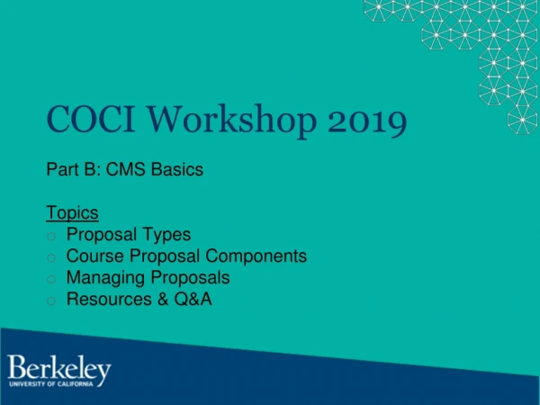 COCI Workshop 2019