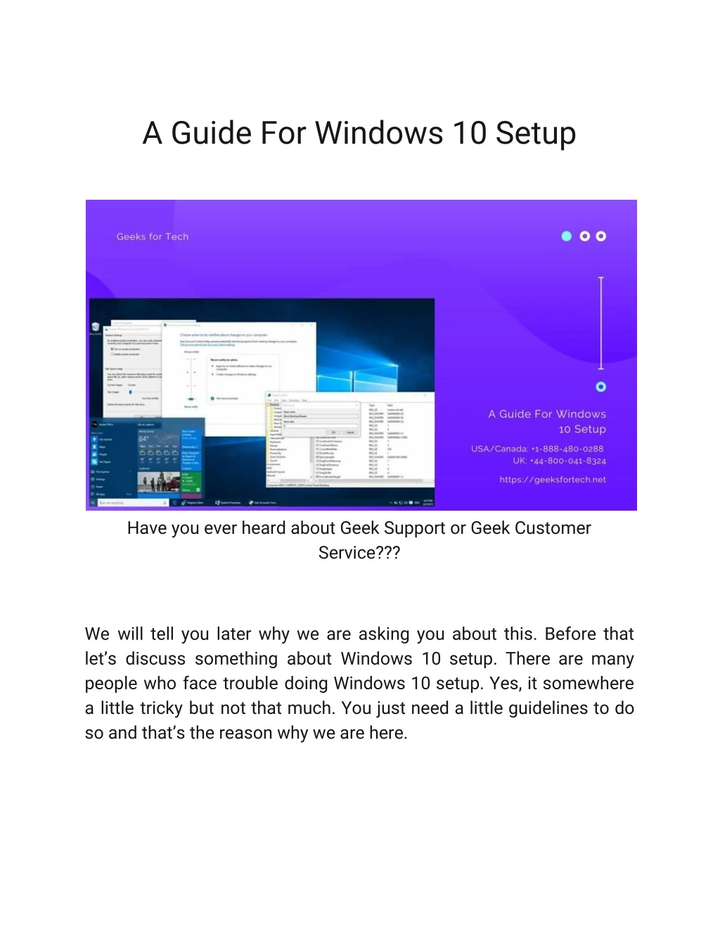 a guide for windows 10 setup