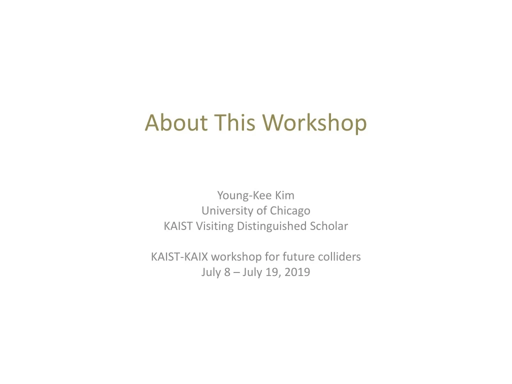 about this workshop