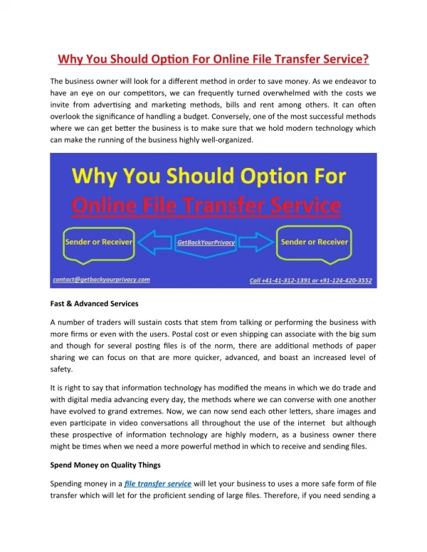 why you should option for online file transfer