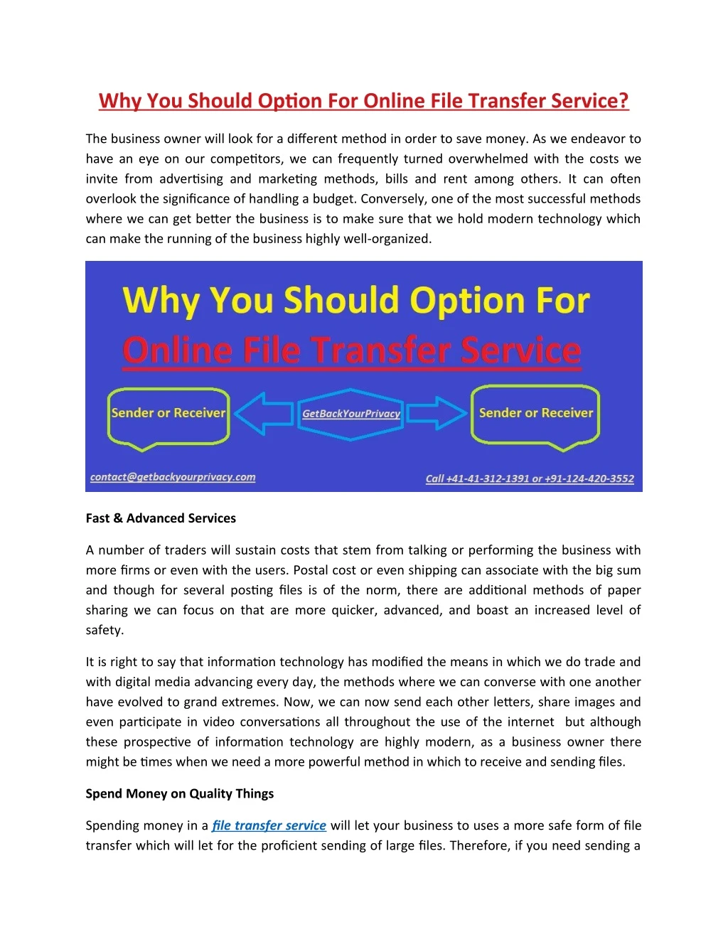 why you should option for online file transfer