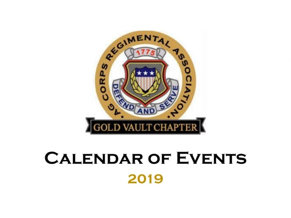 Calendar of Events 2019
