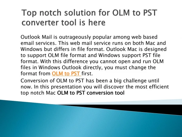 Converting data from OLM to PST